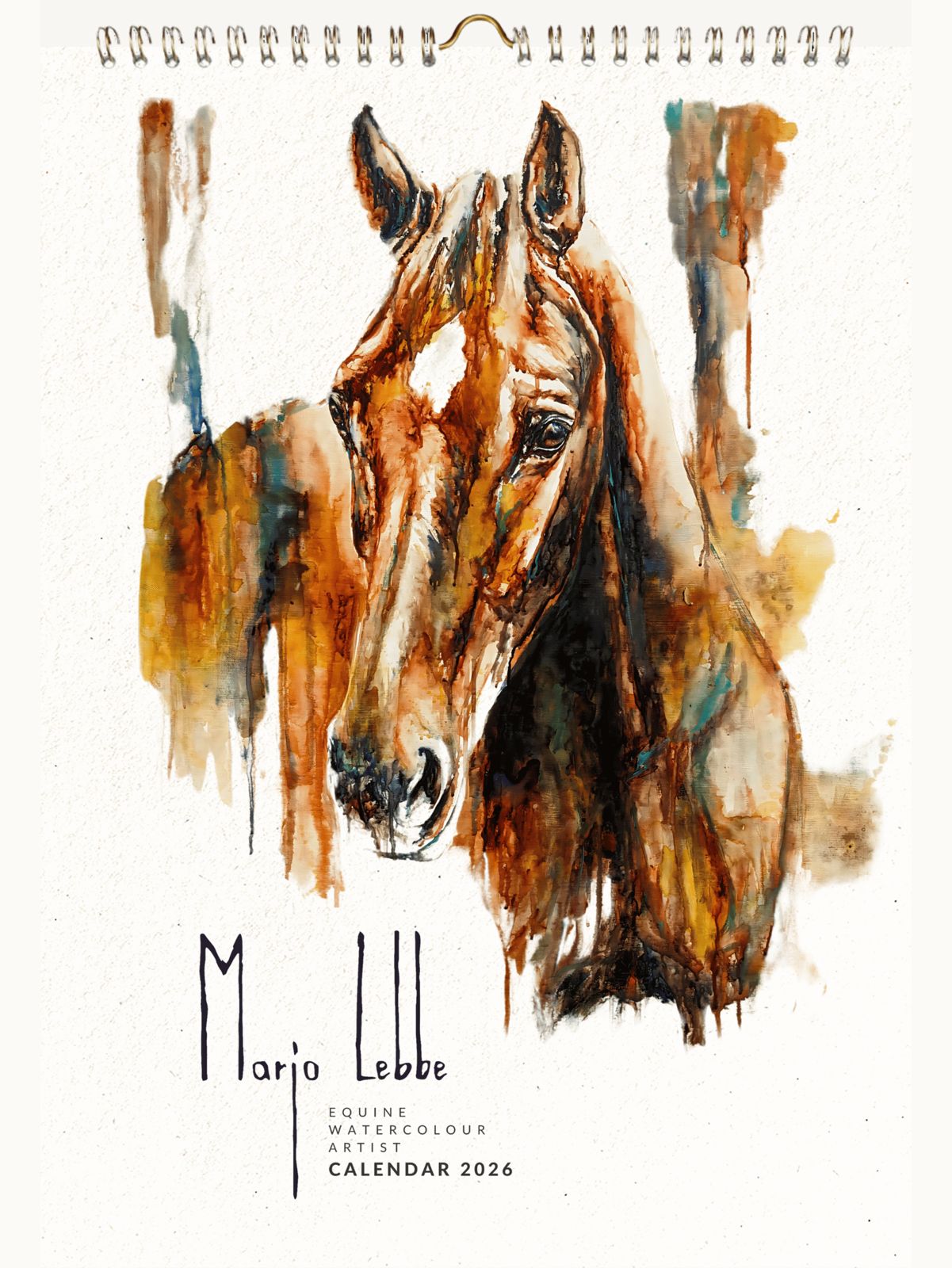 Marjo Lebbe 2026 equine watercolour calendar cover