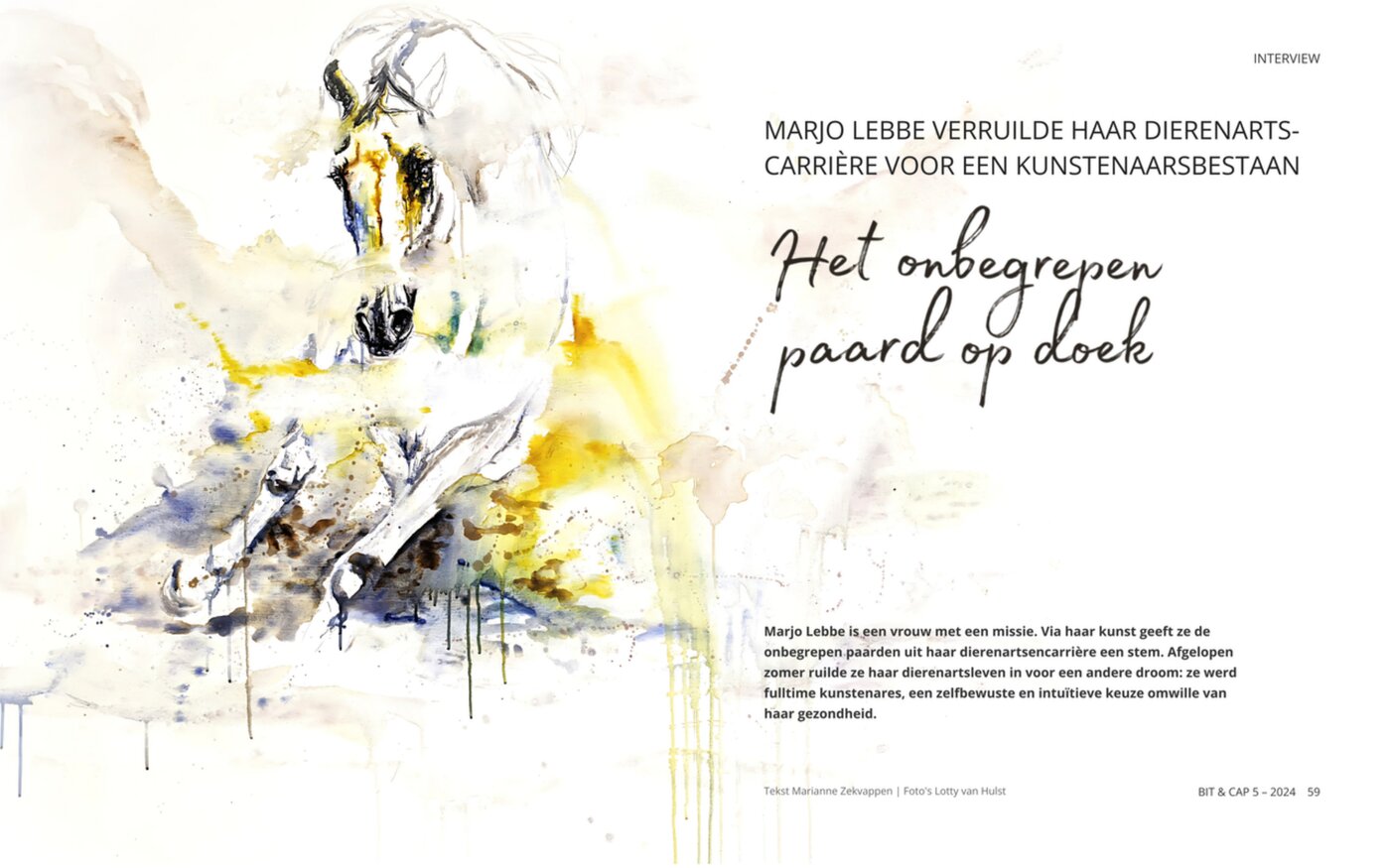 Opening page of the interview with Marjo Lebbe in BIT & CAP magazine