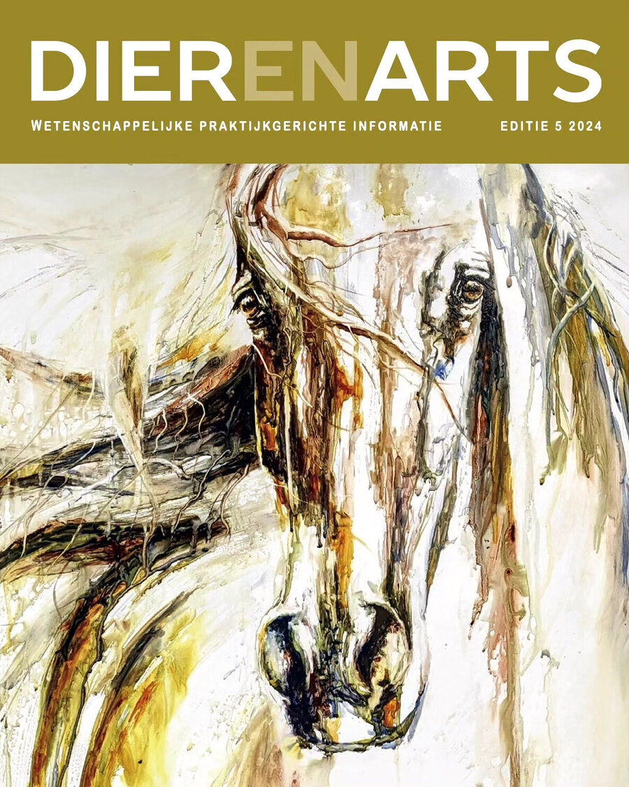 Cover of Dierenarts magazine issue 5 – 2024 featuring a horse painting by Marjo Lebbe