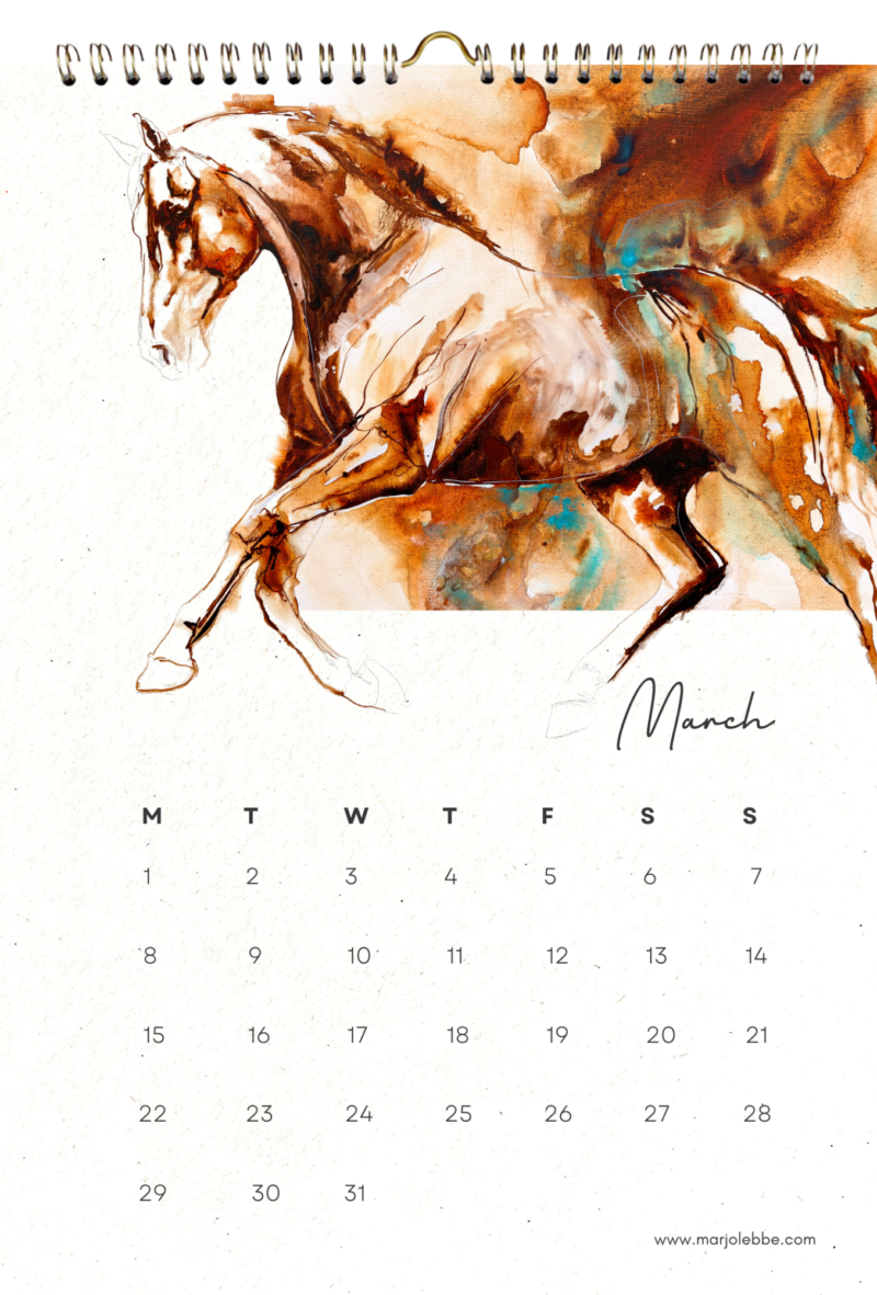 Calendar 2027, het blad van maart