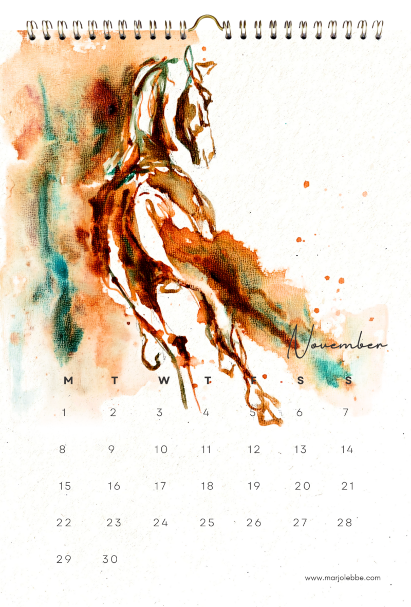 Calendar 2027, het blad van november