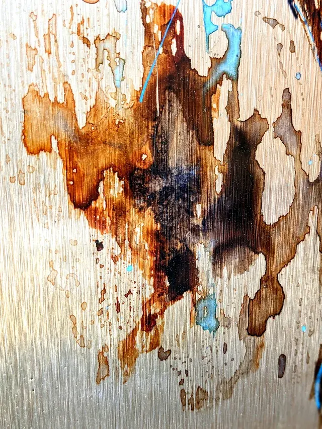 Detail of Anima Ferox: a line of electric blue running through the rust