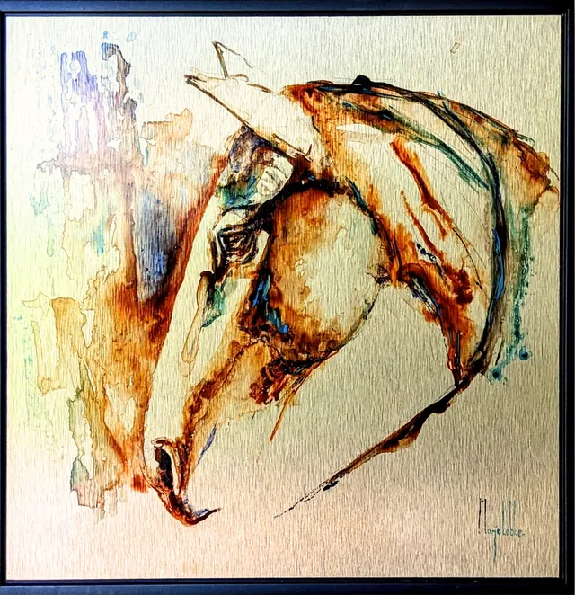 Anima Ferox, the second available work, framed in black