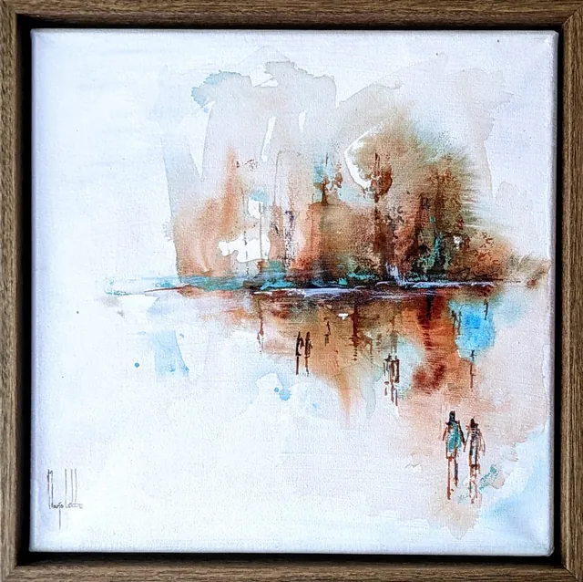 You need another soul to meet your own, seen straight on in its hazel wood floating frame