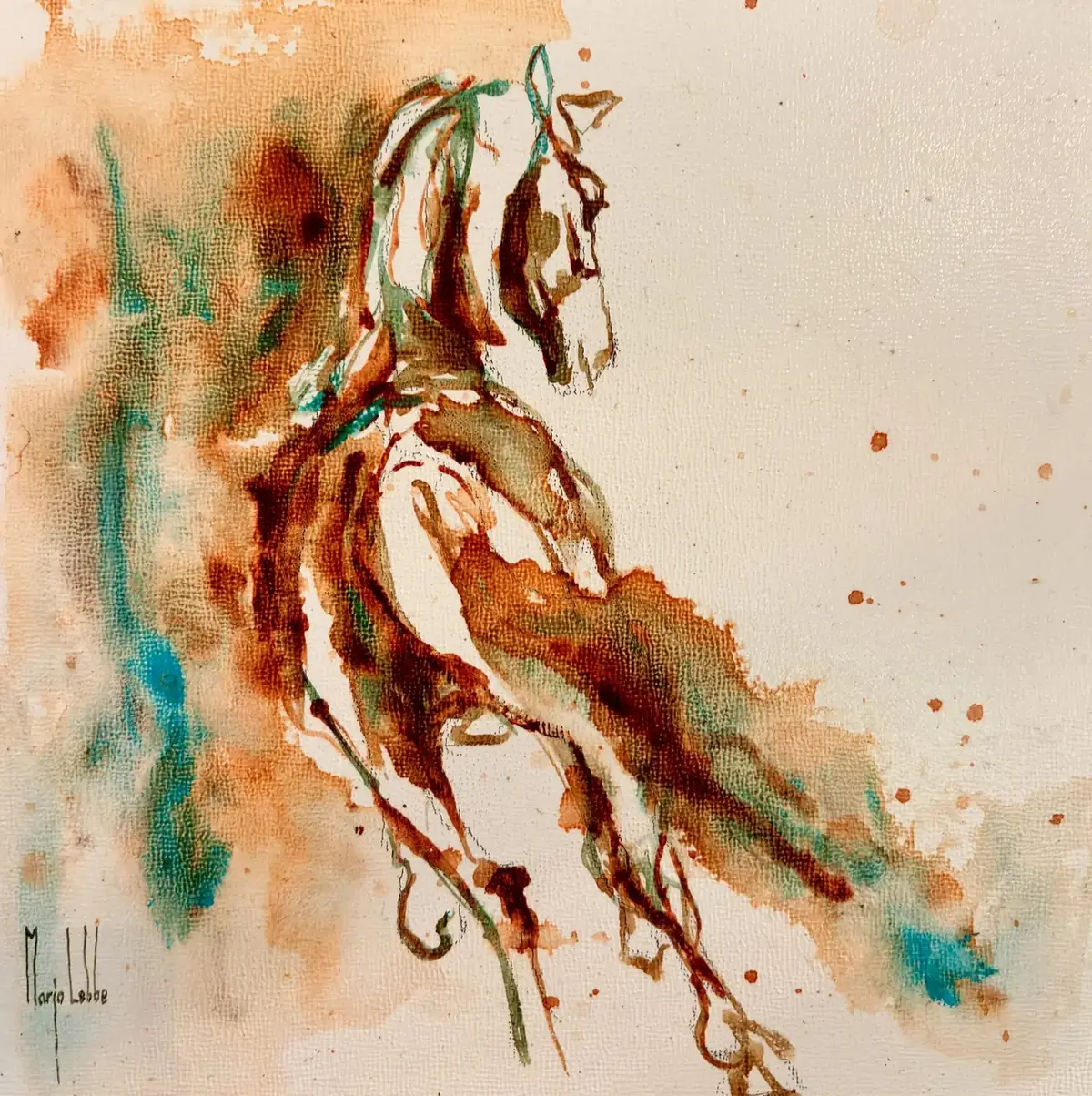 Out of his sight, 20 × 20 cm: the painting itself, without the frame