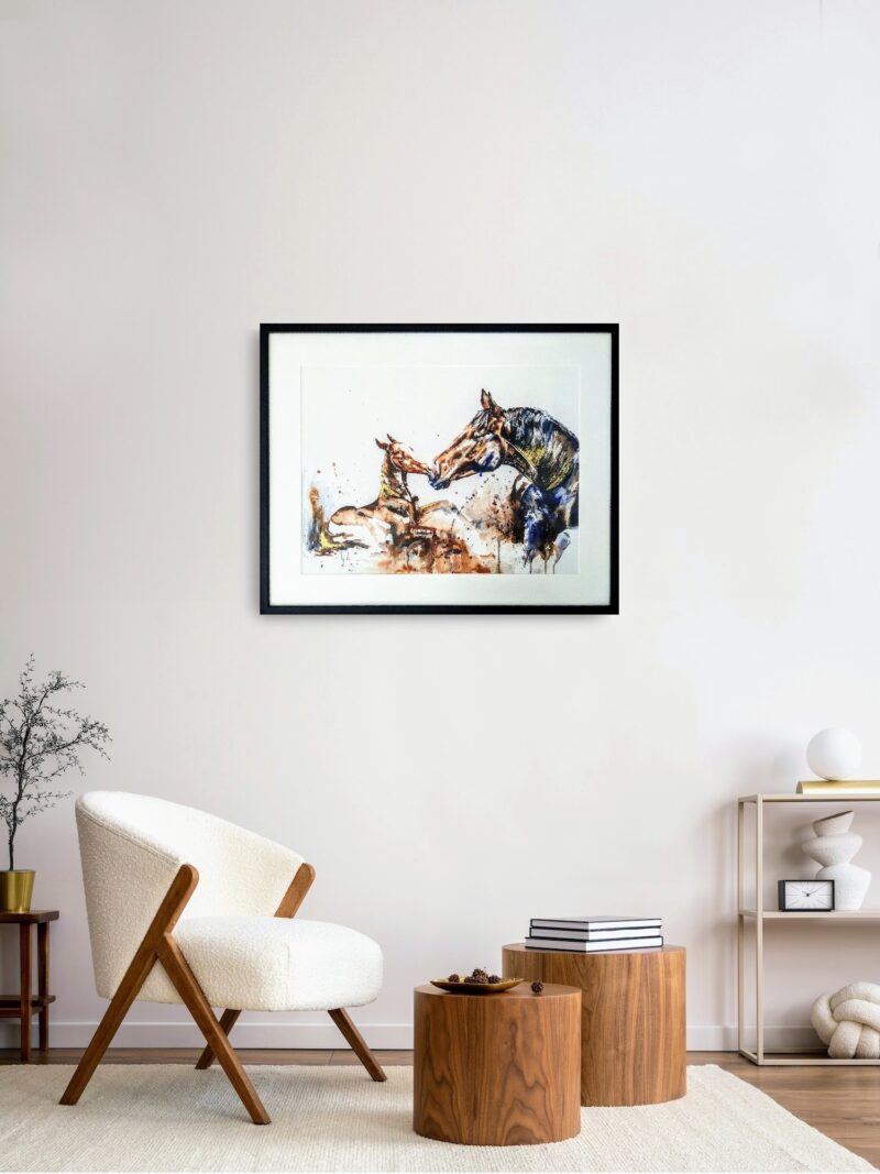 fine art print mother and foal in room